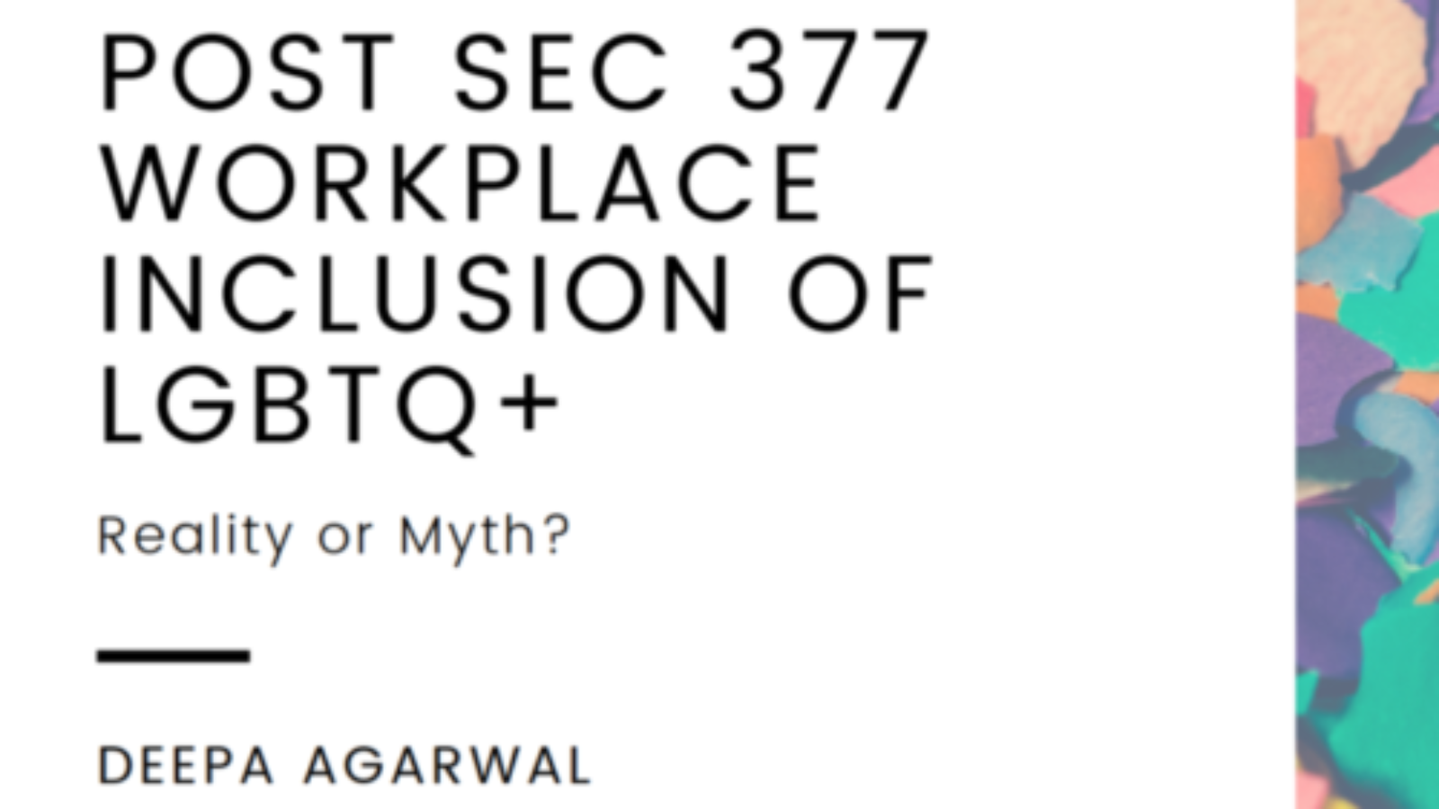 Post Sec 377 workplace inclusion of LGBTQ+